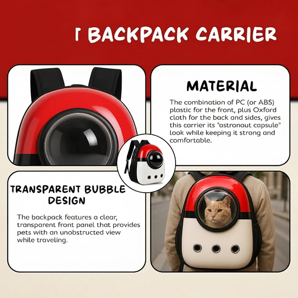 Lightweight Cat Travel Carrier with Transparent Viewing Window