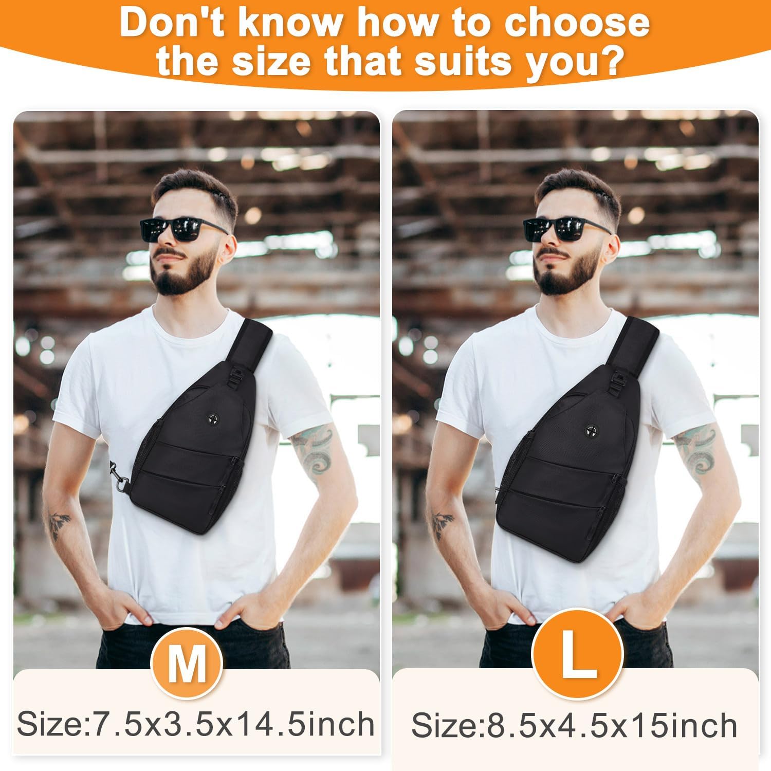 Adjustable shoulder sling bag with zipper compartments