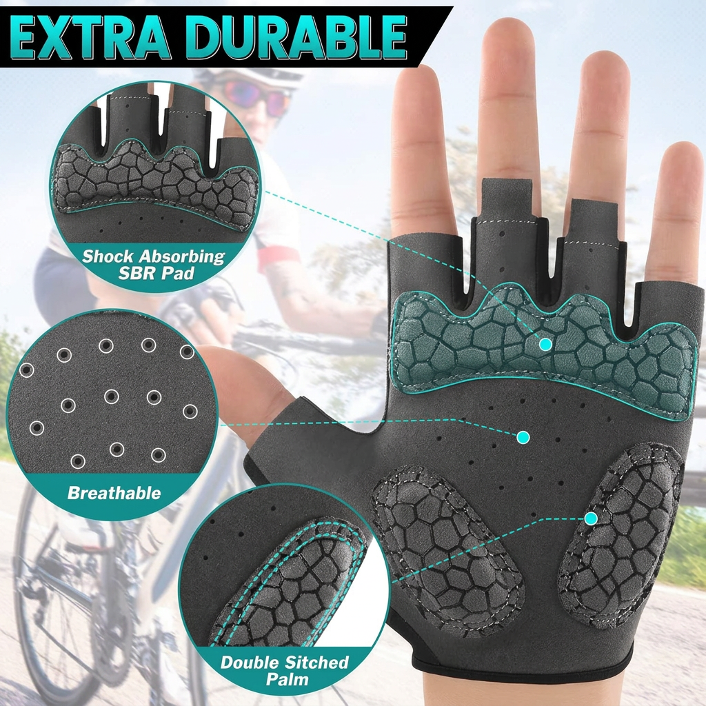 Lightweight cycling gloves for road biking, gym use, and outdoor riding