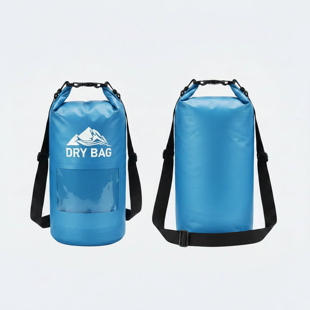 Lightweight dry storage bag with roll-top closure for camping and travel