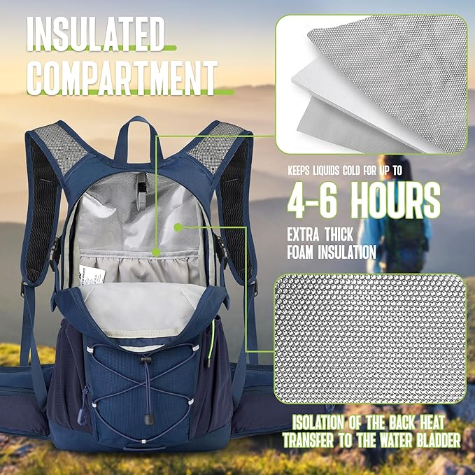 Lightweight hiking water backpack for men and women with ergonomic comfort fit