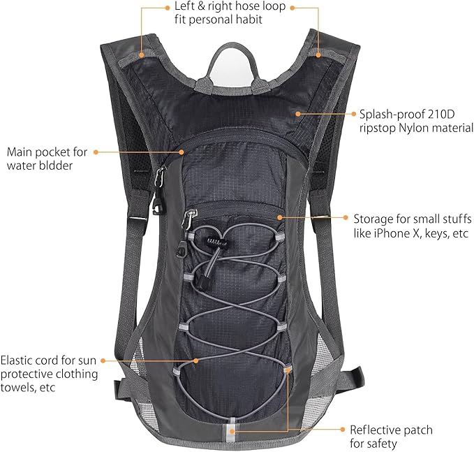 Lightweight hydration backpack for outdoor sports camping and adventure travel