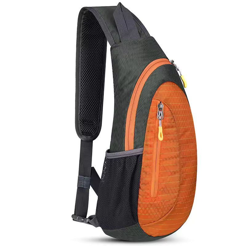 Lightweight black nylon sling bag with adjustable strap for men and women