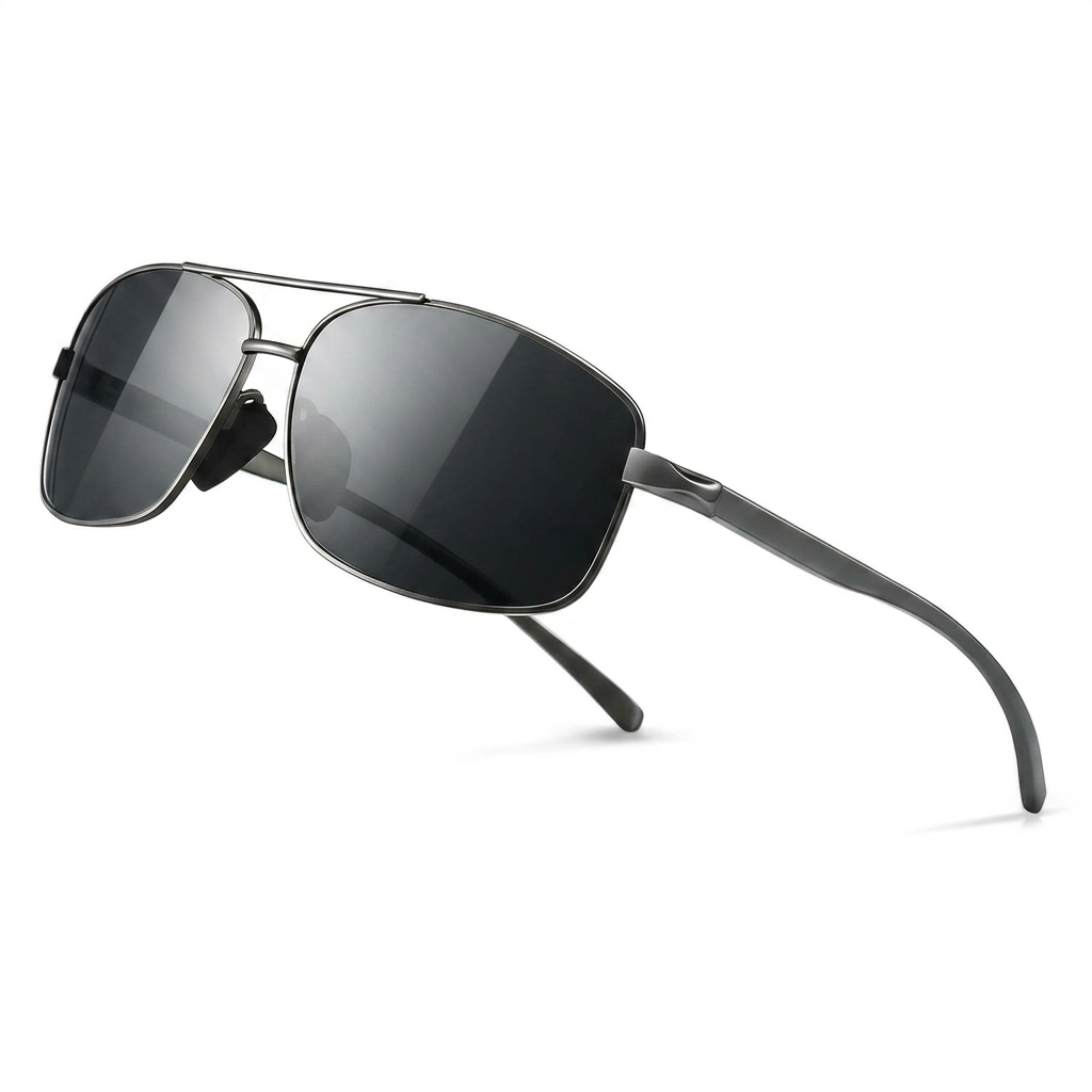 Lightweight rectangular sunglasses for men with polarized lenses