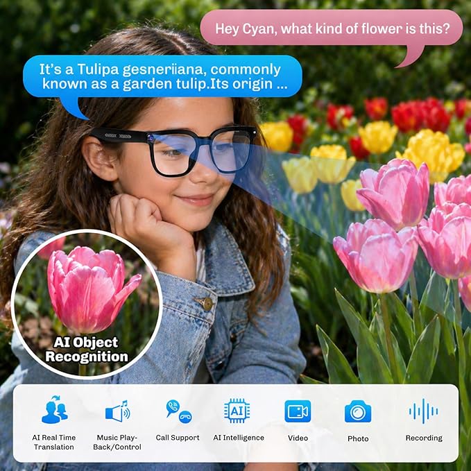 Lightweight smart Bluetooth glasses side profile with modern frame design