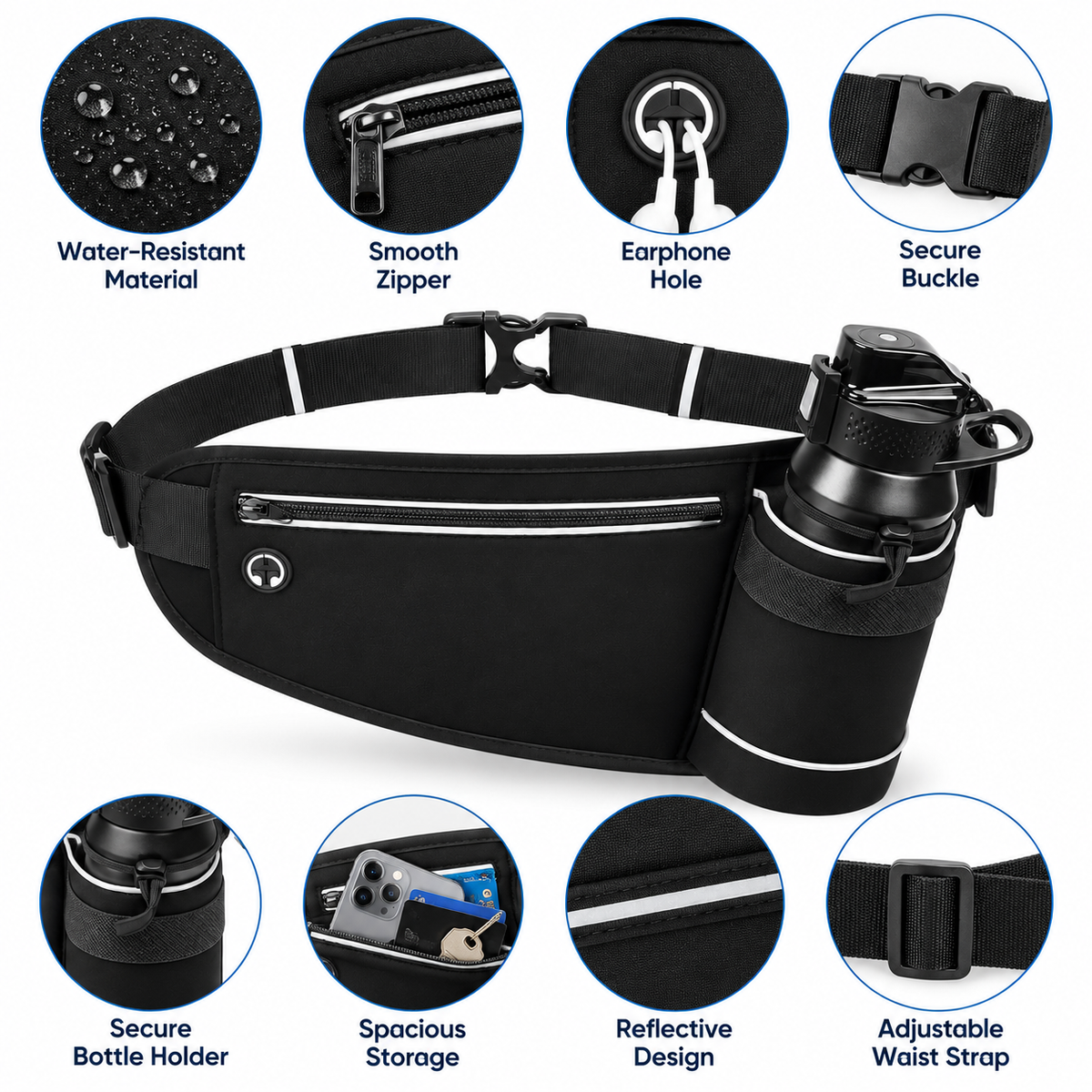 Lightweight sports waist pack for fitness activities