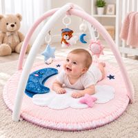 Newborn activity play mat with sleeping lion cloud moon and star design