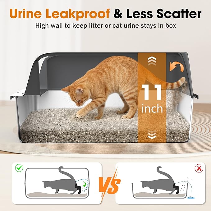 XL cat litter box with included scoop for easy cleaning