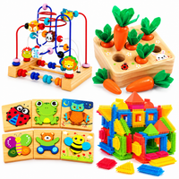 Little Learners Activity Bundle with bead maze carrot matching toy animal puzzles and building blocks