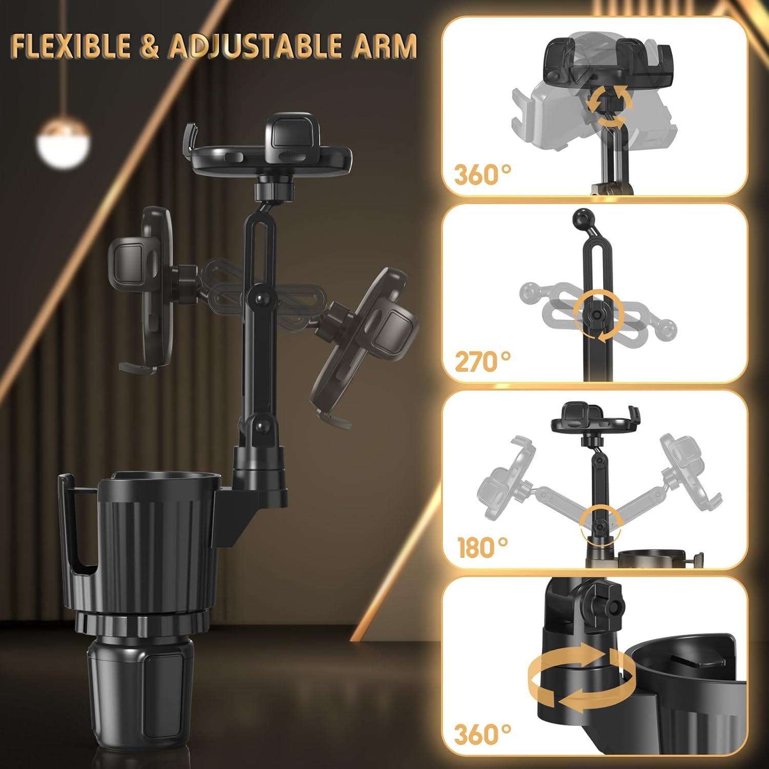 Long arm phone holder car mount for better viewing