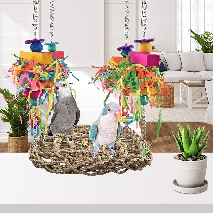 Hanging Grass Swing Toy for Lovebirds, Budgies and Small Birds