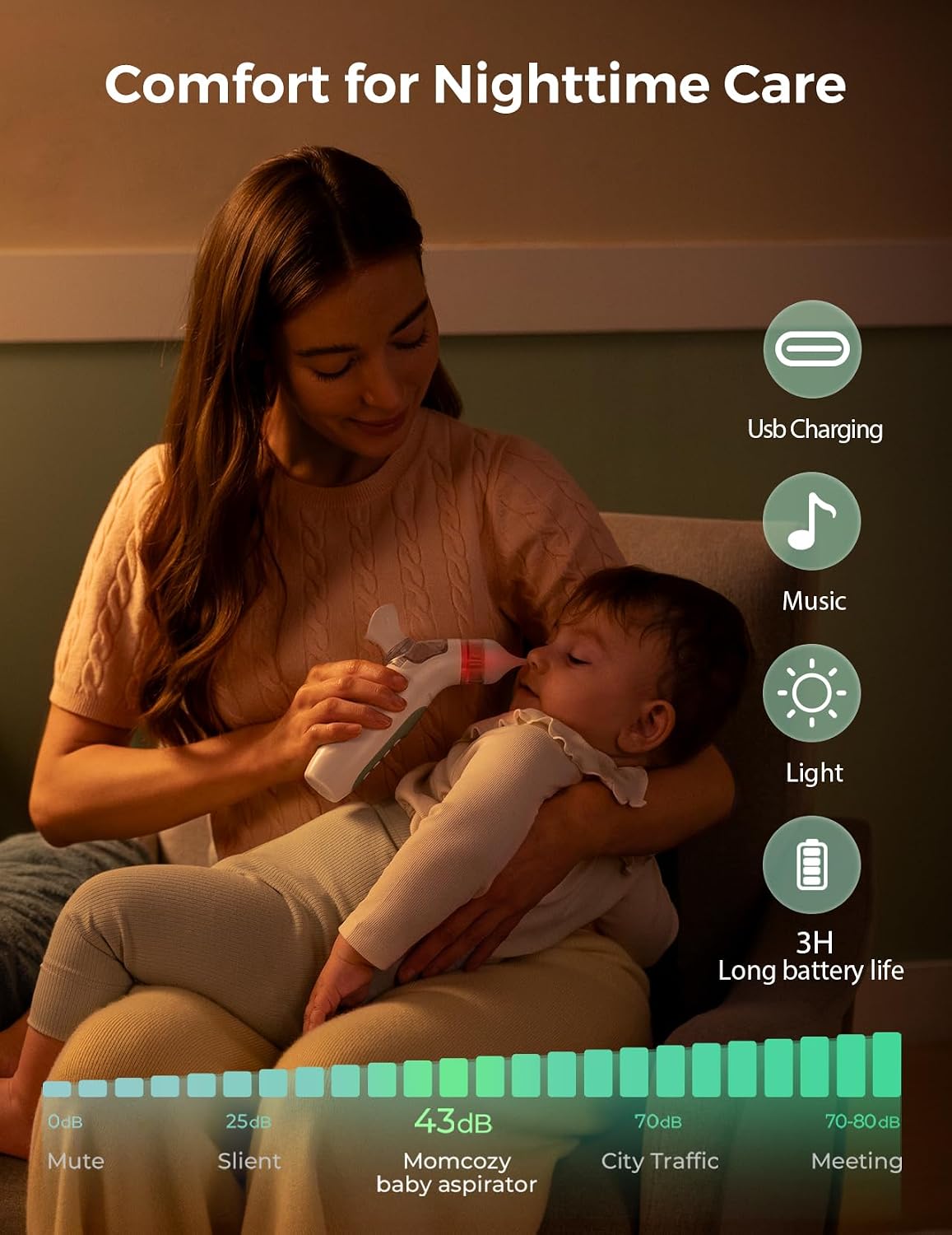 Low-noise electric baby nose cleaning device