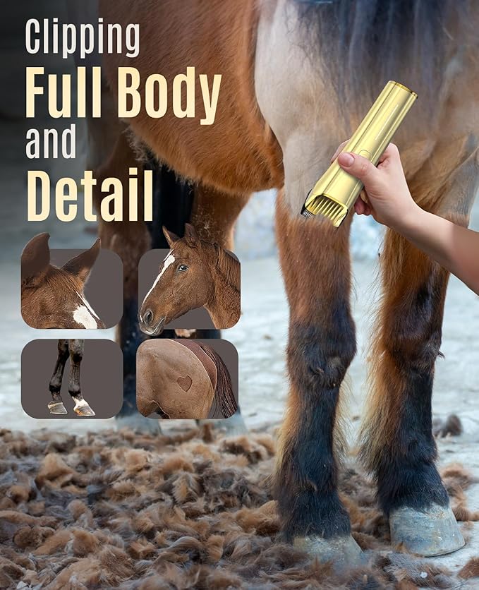 Low Noise Horse Clippers, Perfect for Sensitive Horses, Cordless and Rechargeable