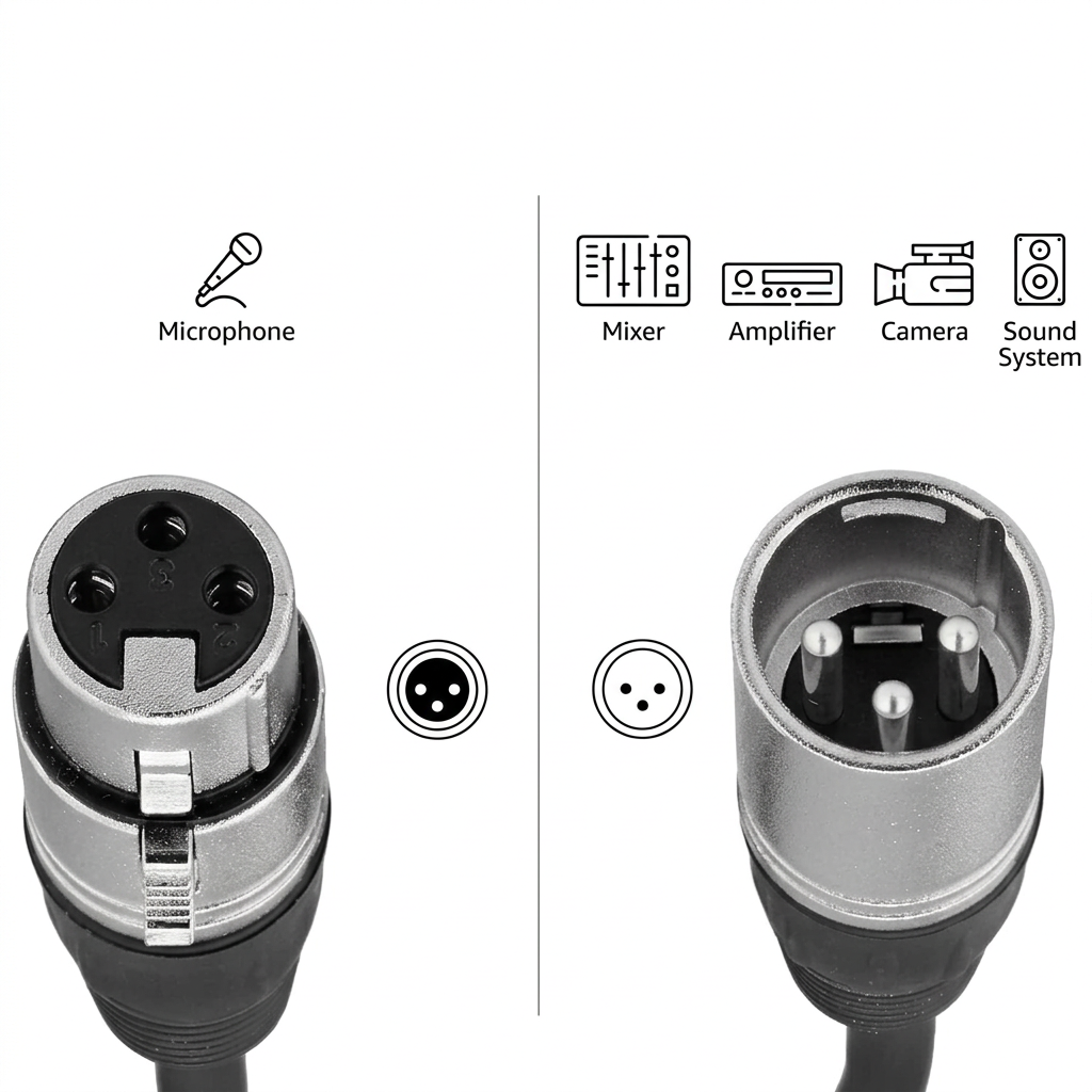 XLR microphone cable with low noise shielding for minimal interference and high-quality sound transmission