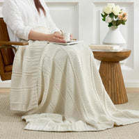 Luxury chenille sofa blanket with elegant textured finish