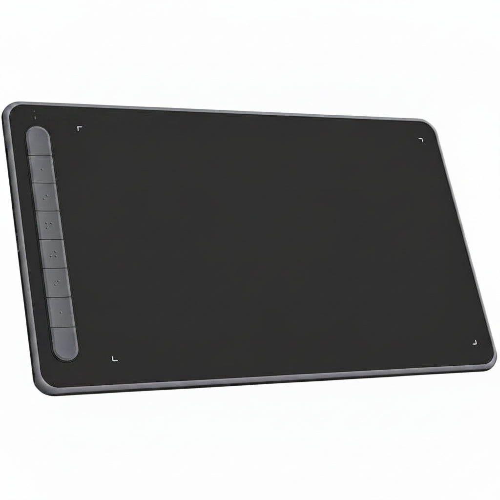  LW wireless drawing tablet front view with stylus and shortcut keys
