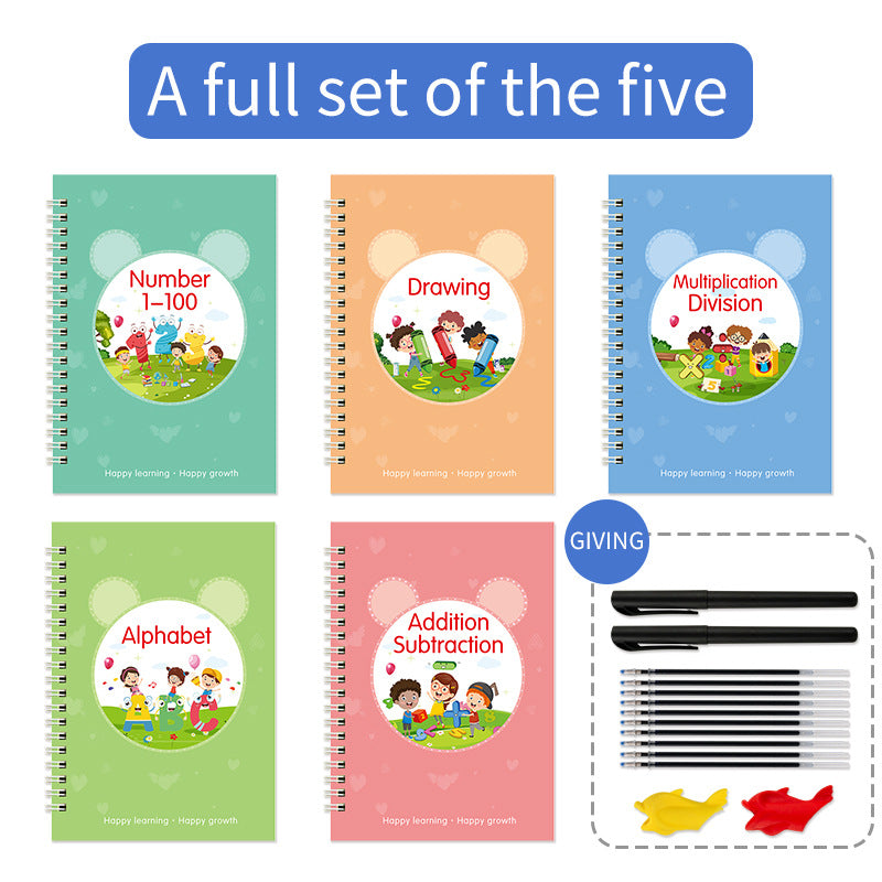 Magic practice copybook for kids reusable writing book set of 5