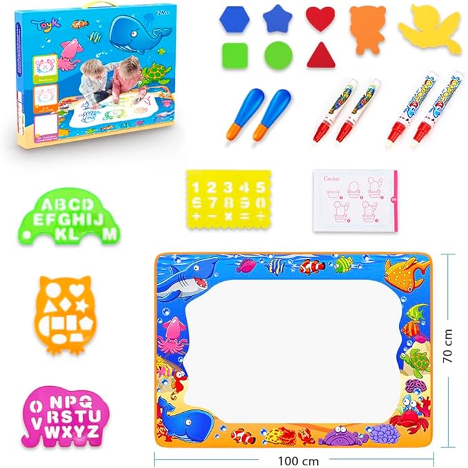 Magic water doodle mat for toddlers and kids, mess-free drawing and painting activity