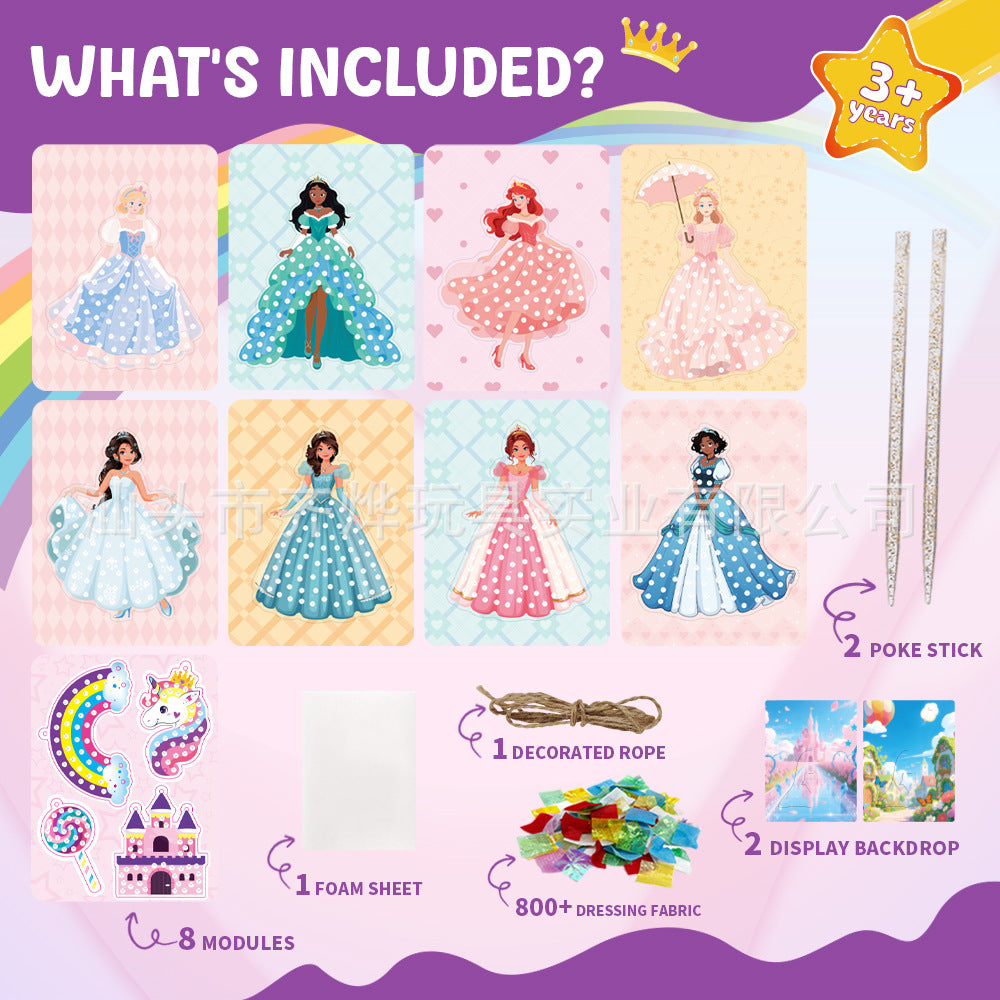 Mess-free wood craft kit with magical princess theme for kids ages 4-9