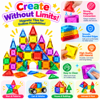 Magnetic building toys displaying their distinctive window-style design.