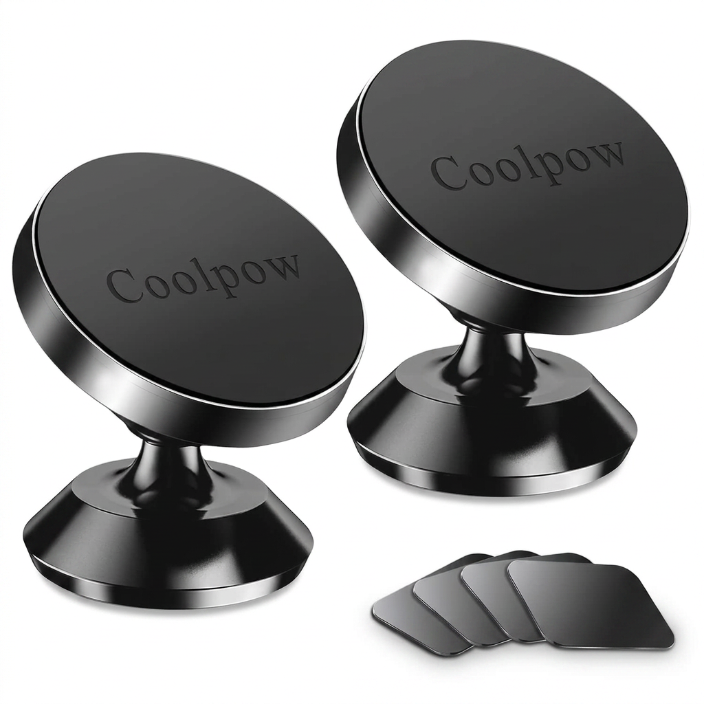 Magnetic car phone holder 2 pack with strong grip mount