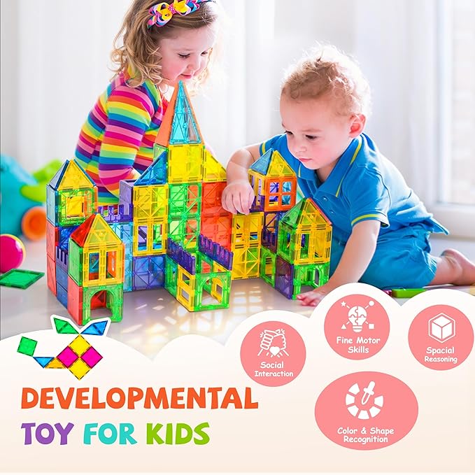 magnetic construction tiles for kids building 3D structures and models