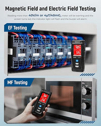 Complete package including magnetic field meter, batteries, and user manual