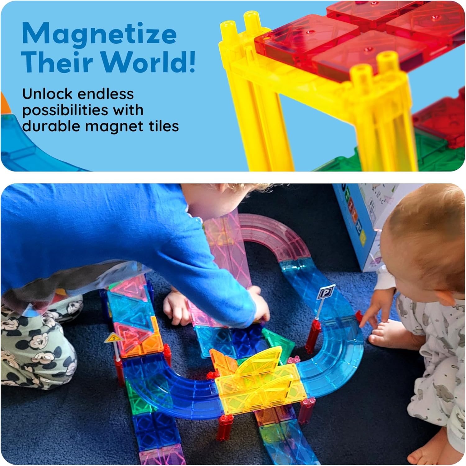 Magnetic race track toy with cars for boys and girls