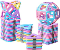 magnetic tiles building set with macaron castle blocks for creative play