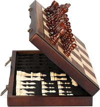 Magnetic wooden chess set with handmade pieces