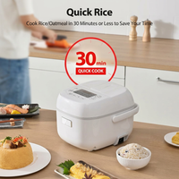 3-Cup Mini Electric Rice Cooker with Steamer, One-Touch Cooking and 24-Hour Delay Timer