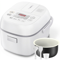 3-Cup Mini Electric Rice Cooker with Steamer, One-Touch Cooking and 24-Hour Delay Timer