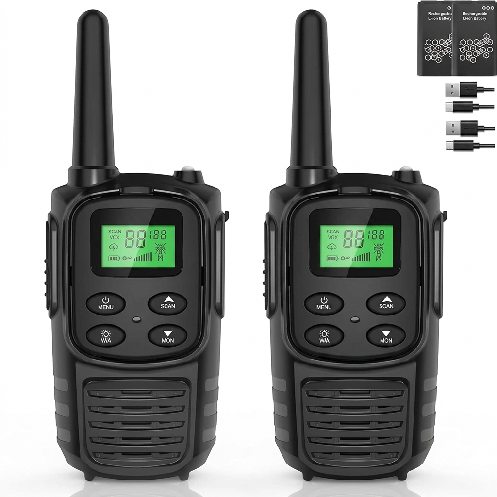 rechargeable walkie talkies long range 2 pack handheld radios