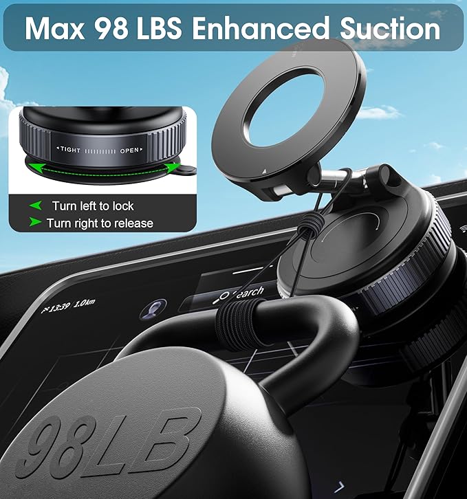 MagSafe compatible car phone mount for iPhone and Android