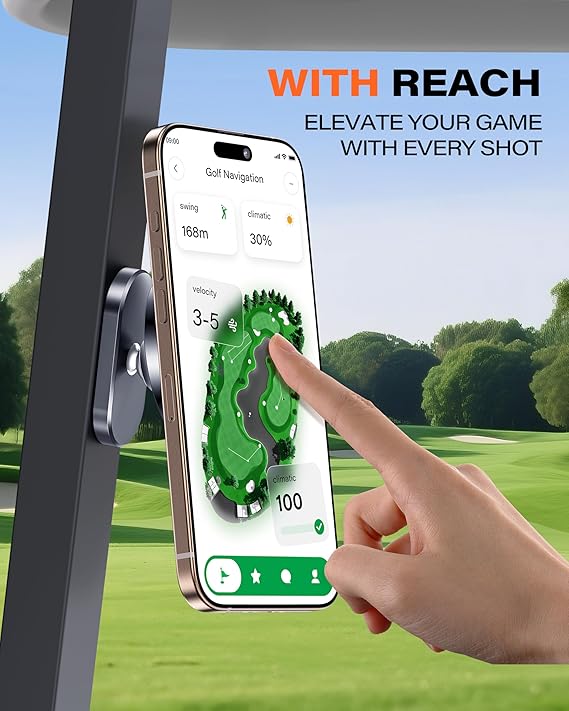  MagSafe Compatible Phone Holder Mounted on Golf Cart Dashboard
