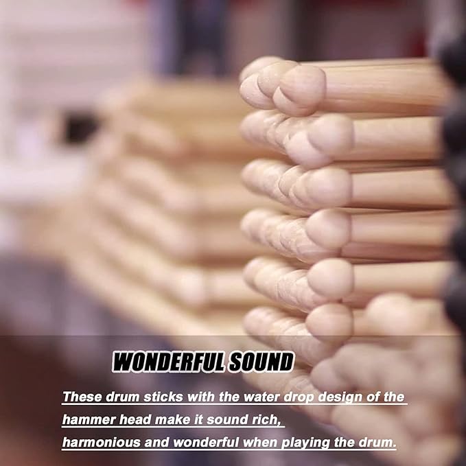Maple drum sticks with natural wood finish