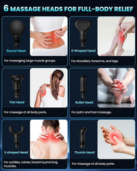 Handheld massage gun used for neck and back pain relief therapy