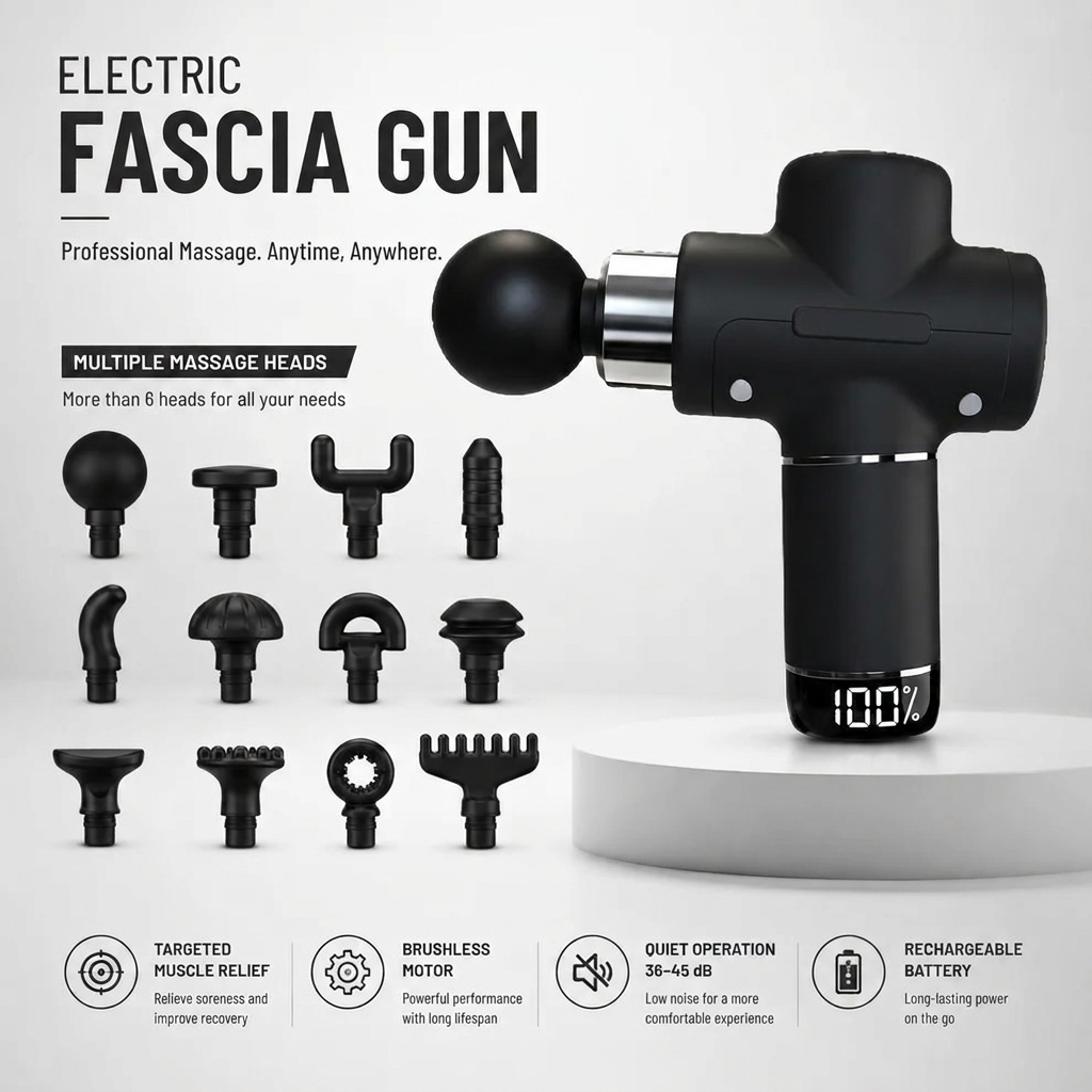 Handheld massager used on shoulder and back area for comfort