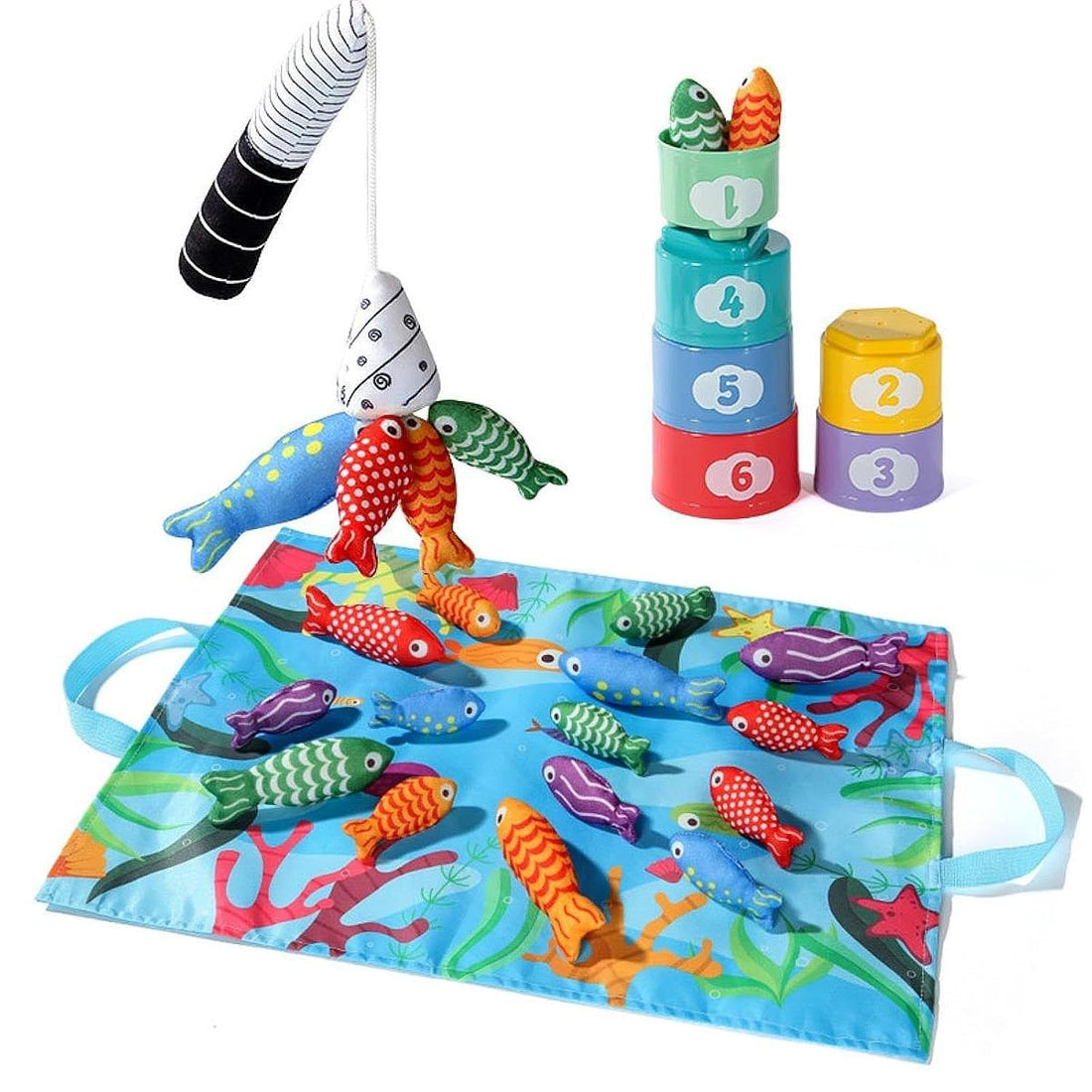 Matching fishing game activity pad for kids role play learning