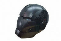 Matte black cosplay helmet with futuristic wearable design