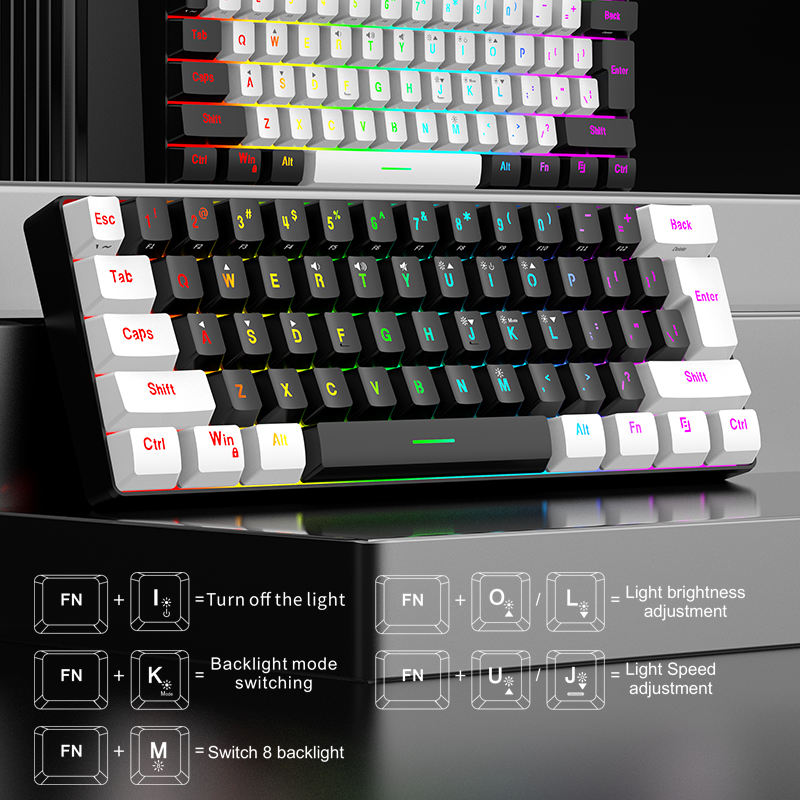 61-key wired keyboard with responsive mechanical-feel keys