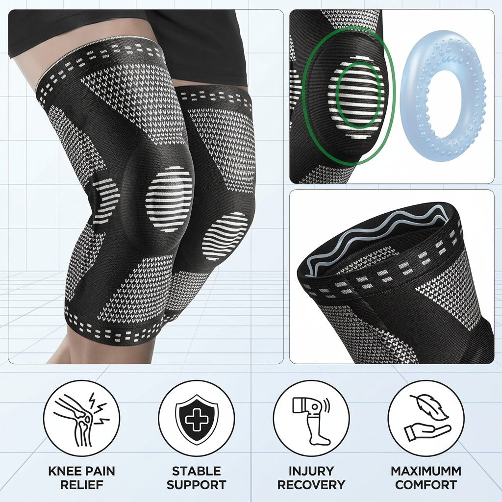 Medical knee sleeve for arthritis pain relief and daily knee support