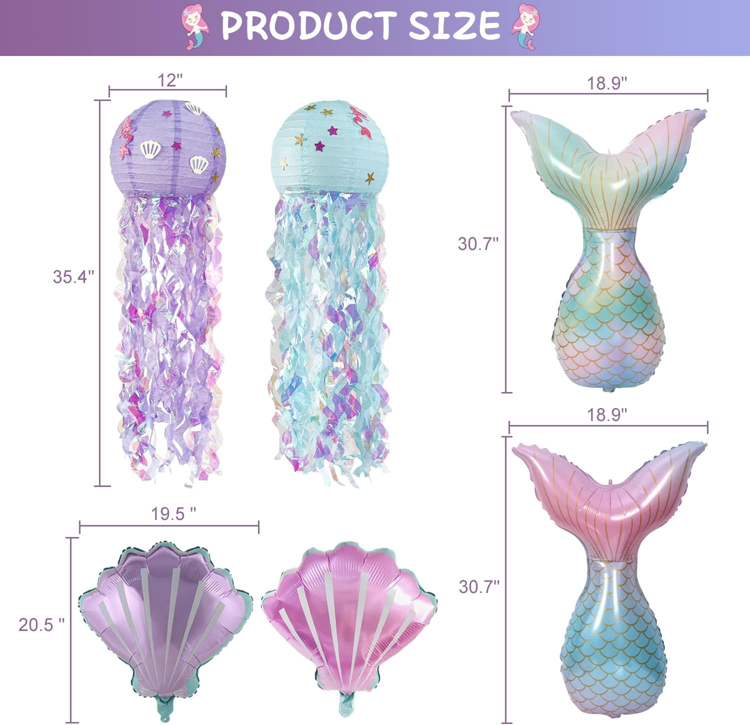  Mermaid party banner and garland decorations for birthdays