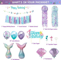 Mermaid theme birthday decoration set with colorful party accessories