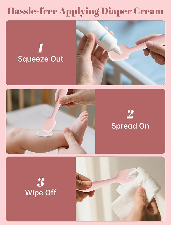 Mess-free baby diaper cream application tool with ergonomic handle