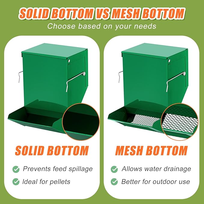 Metal Rabbit Feeder with Secure Lid and Mesh Bottom