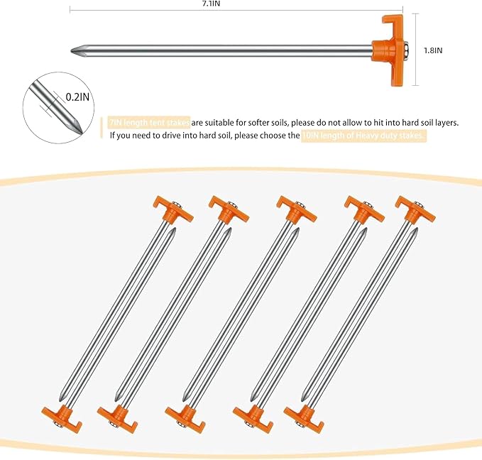 Metal tent pegs set for camping hiking and garden use