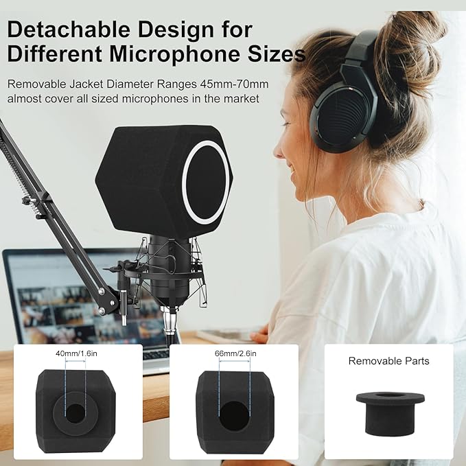 Microphone Isolation Ball with 2-Layered Pop Filter, Ideal for Podcasting and Vocal Recordings