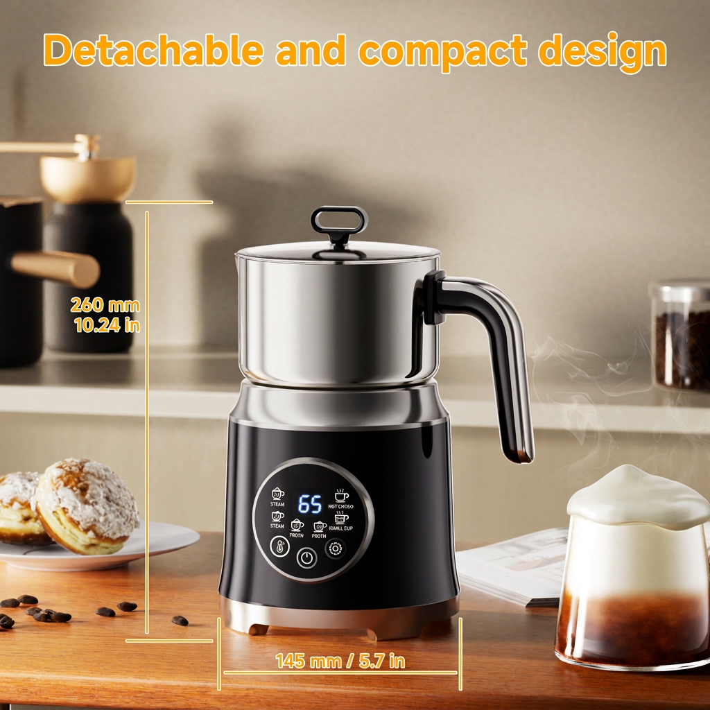 Electric milk foam maker for coffee and milk-based beverages