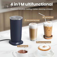 Dark blue milk frother showing the cold foam setting